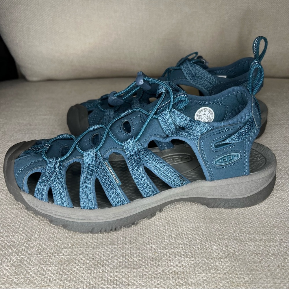 Keen Whisper Sport Sandals Womens 7 Waterproof Trail Shoes  Blue Hiking